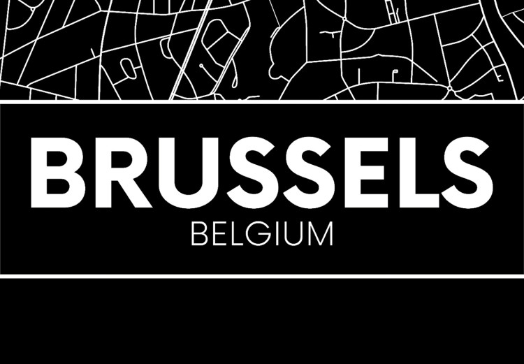 Canvas Brussels - aerial map of Belgium capital city in black and white 118093 additionalImage 4