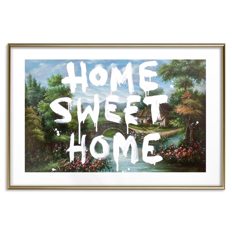Poster Dream Home - white English text against a colorful landscape background 118793 additionalImage 14