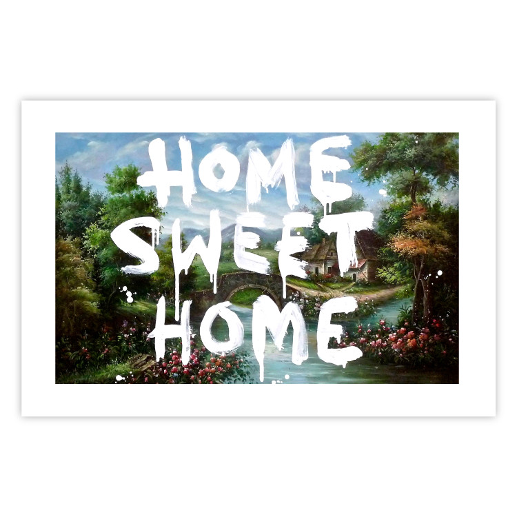 Poster Dream Home - white English text against a colorful landscape background 118793 additionalImage 25