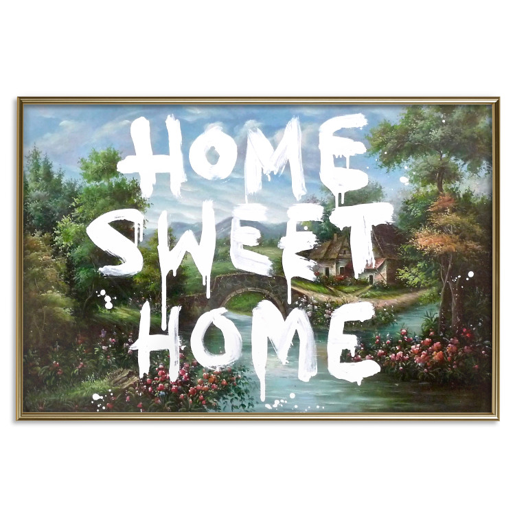 Poster Dream Home - white English text against a colorful landscape background 118793 additionalImage 20