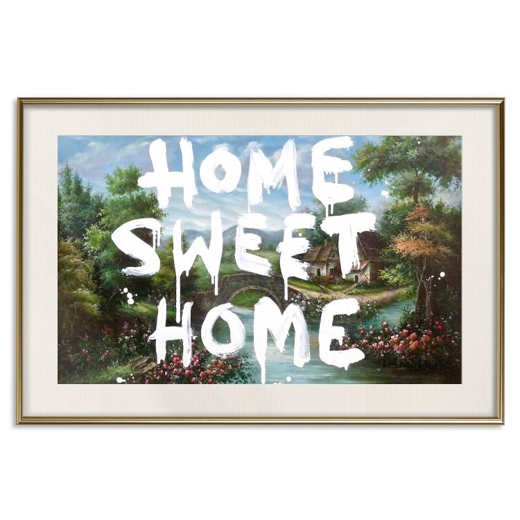 Poster Dream Home - white English text against a colorful landscape background 118793 additionalImage 19