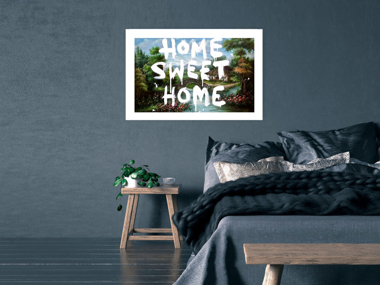 Poster Dream Home - white English text against a colorful landscape background 118793 additionalImage 2