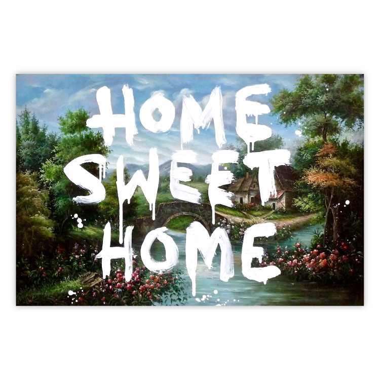 Poster Dream Home - white English text against a colorful landscape background 118793