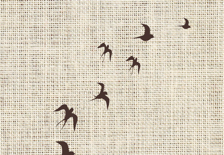 Wall Poster Your Turn - black birds flying away sequentially on fabric texture 123793 additionalImage 8