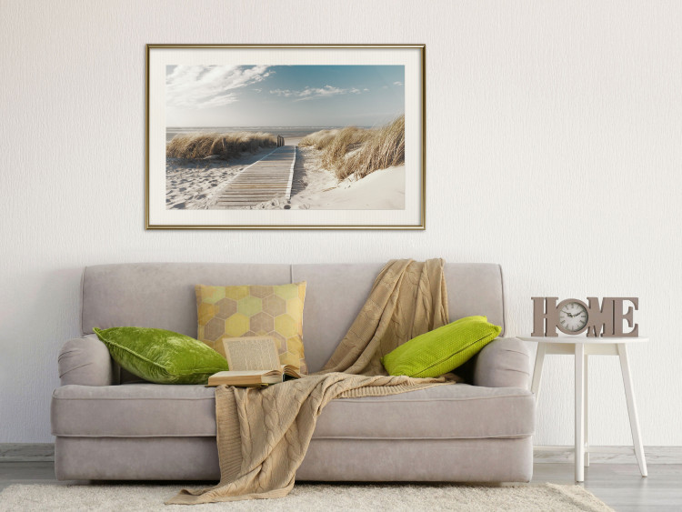 Wall Poster Abandoned Beach - wooden path on beach against sea and sky background 123993 additionalImage 21