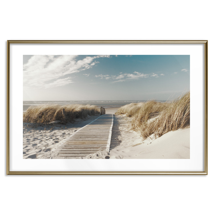 Wall Poster Abandoned Beach - wooden path on beach against sea and sky background 123993 additionalImage 14