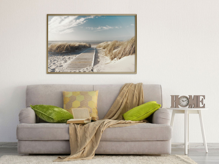 Wall Poster Abandoned Beach - wooden path on beach against sea and sky background 123993 additionalImage 7