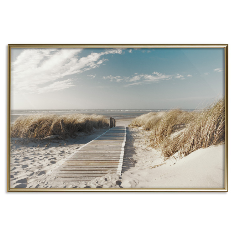 Wall Poster Abandoned Beach - wooden path on beach against sea and sky background 123993 additionalImage 20