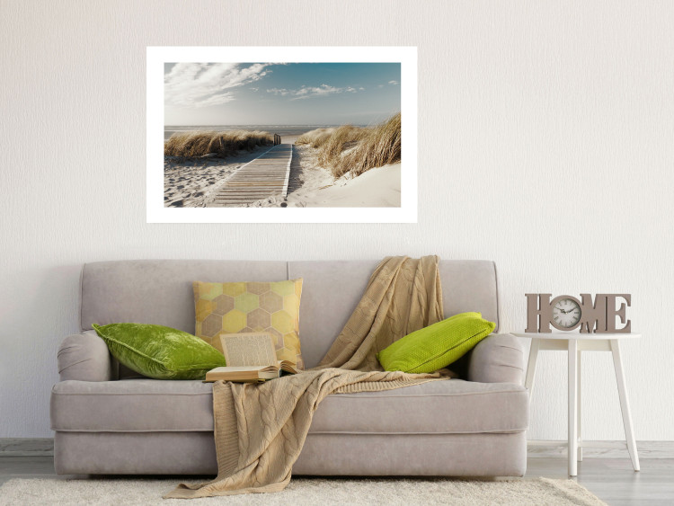 Wall Poster Abandoned Beach - wooden path on beach against sea and sky background 123993 additionalImage 2