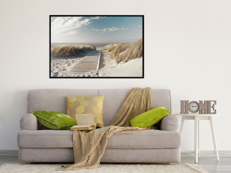 Wall Poster Abandoned Beach - wooden path on beach against sea and sky background 123993 additionalImage 3