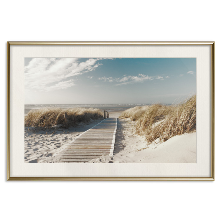 Wall Poster Abandoned Beach - wooden path on beach against sea and sky background 123993 additionalImage 19
