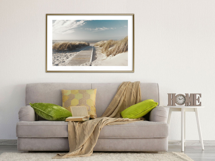 Wall Poster Abandoned Beach - wooden path on beach against sea and sky background 123993 additionalImage 15
