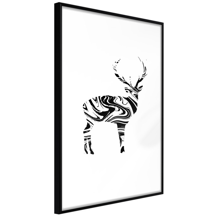 Poster Black and White Deer - abstract black waves forming the shape of a deer 125093 additionalImage 13