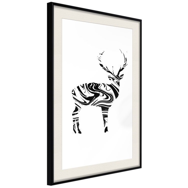 Poster Black and White Deer - abstract black waves forming the shape of a deer 125093 additionalImage 3