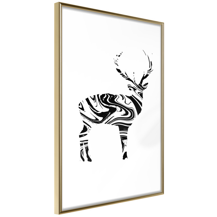 Poster Black and White Deer - abstract black waves forming the shape of a deer 125093 additionalImage 12