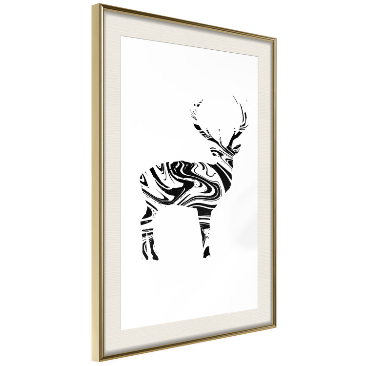 Poster Black and White Deer - abstract black waves forming the shape of a deer 125093 additionalImage 2