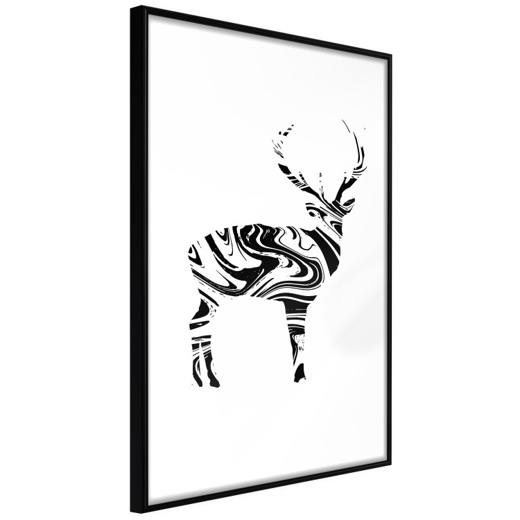 Poster Black and White Deer - abstract black waves forming the shape of a deer 125093 additionalImage 10