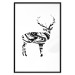 Poster Black and White Deer - abstract black waves forming the shape of a deer 125093 additionalThumb 24