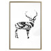 Poster Black and White Deer - abstract black waves forming the shape of a deer 125093 additionalThumb 16