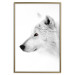 Poster Amber Gaze - portrait of a wolf with a yellow eye on a white background 126293 additionalThumb 17