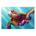 Wall Poster Colorful Turtle - abstract multicolored animal on a blue background 127093
