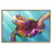 Wall Poster Colorful Turtle - abstract multicolored animal on a blue background 127093 additionalThumb 17