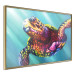 Wall Poster Colorful Turtle - abstract multicolored animal on a blue background 127093 additionalThumb 12