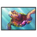 Wall Poster Colorful Turtle - abstract multicolored animal on a blue background 127093 additionalThumb 16