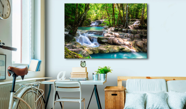 Large canvas print Nature: Forest Waterfall [Large Format] 128693 additionalImage 6