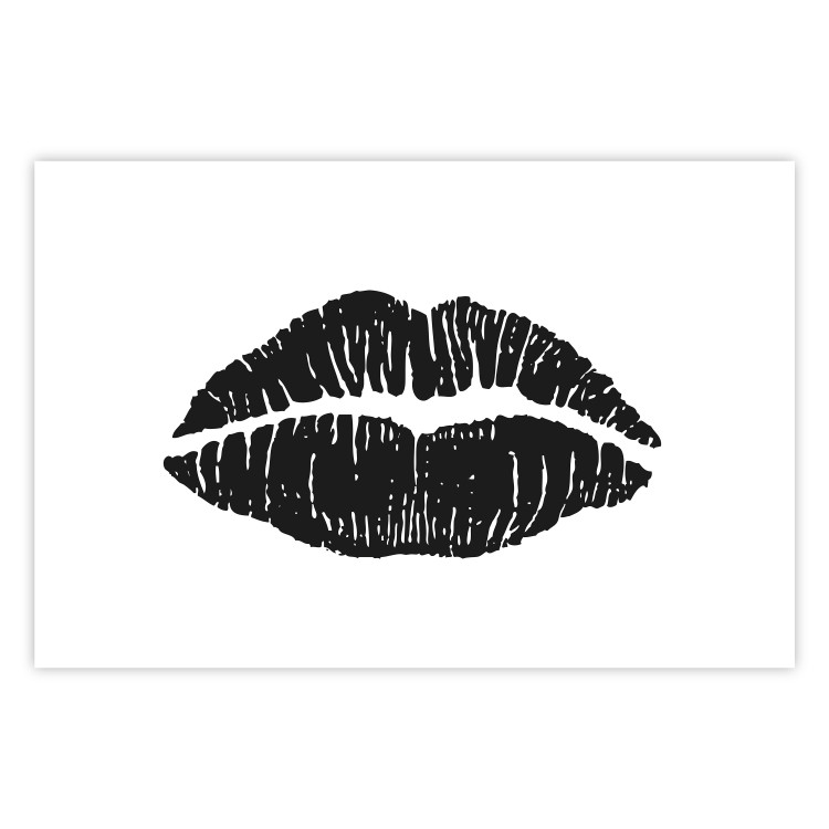 Wall Poster Lipstick Trace - imprint of black female lips on white plain background 129593 additionalImage 19