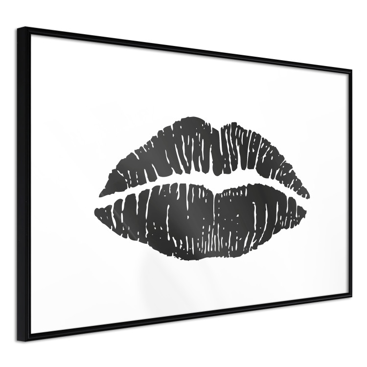 Wall Poster Lipstick Trace - imprint of black female lips on white plain background 129593 additionalImage 4