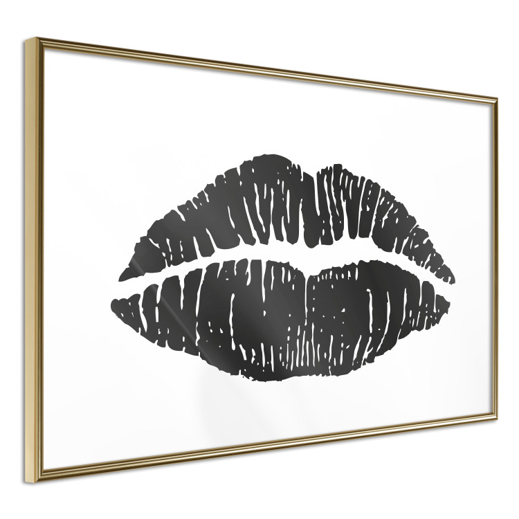 Wall Poster Lipstick Trace - imprint of black female lips on white plain background 129593 additionalImage 3