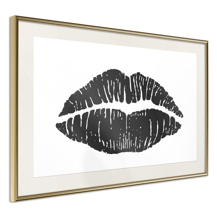 Wall Poster Lipstick Trace - imprint of black female lips on white plain background 129593 additionalImage 13