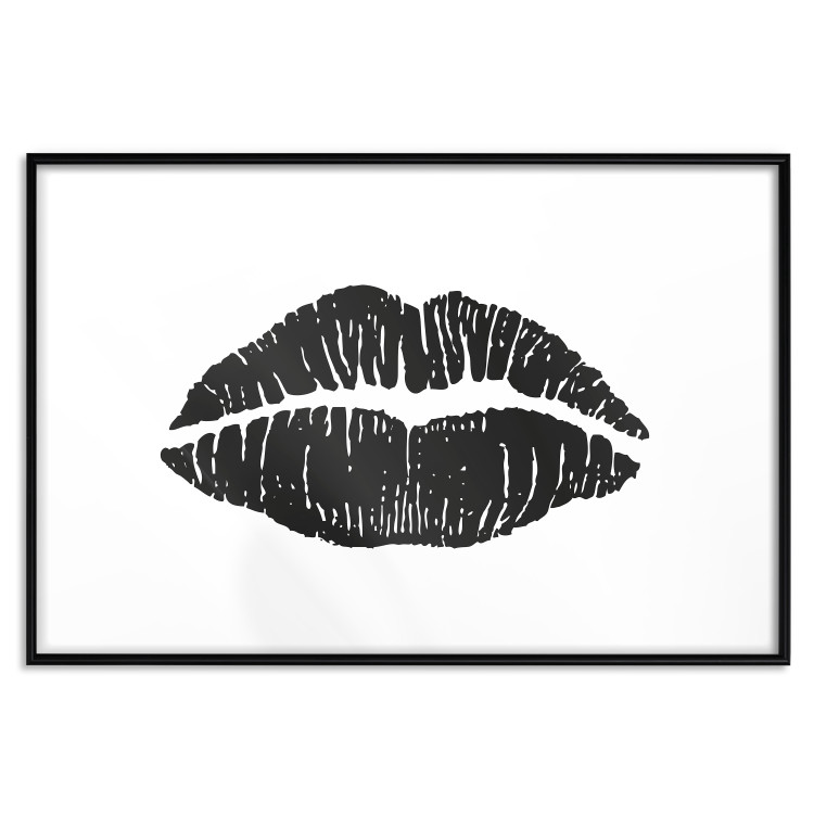 Wall Poster Lipstick Trace - imprint of black female lips on white plain background 129593 additionalImage 15