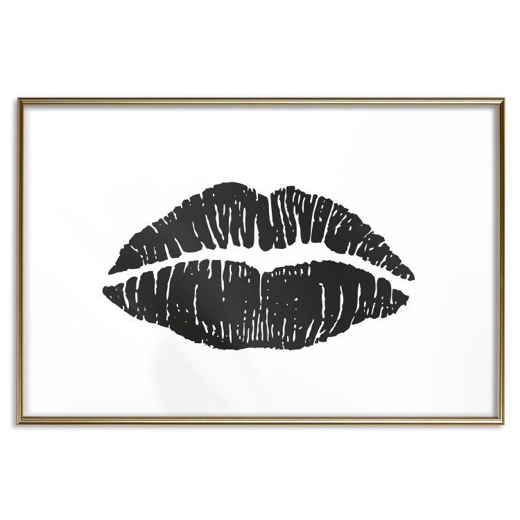 Wall Poster Lipstick Trace - imprint of black female lips on white plain background 129593 additionalImage 14