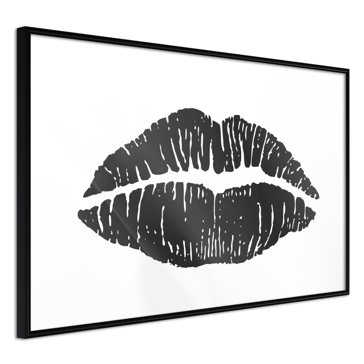 Wall Poster Lipstick Trace - imprint of black female lips on white plain background 129593 additionalImage 2