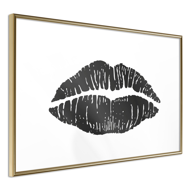 Wall Poster Lipstick Trace - imprint of black female lips on white plain background 129593 additionalImage 5