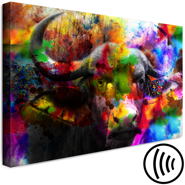 Canvas Print African Buffalo (1-piece) Wide - abstraction of a colorful buffalo 130393 additionalImage 6