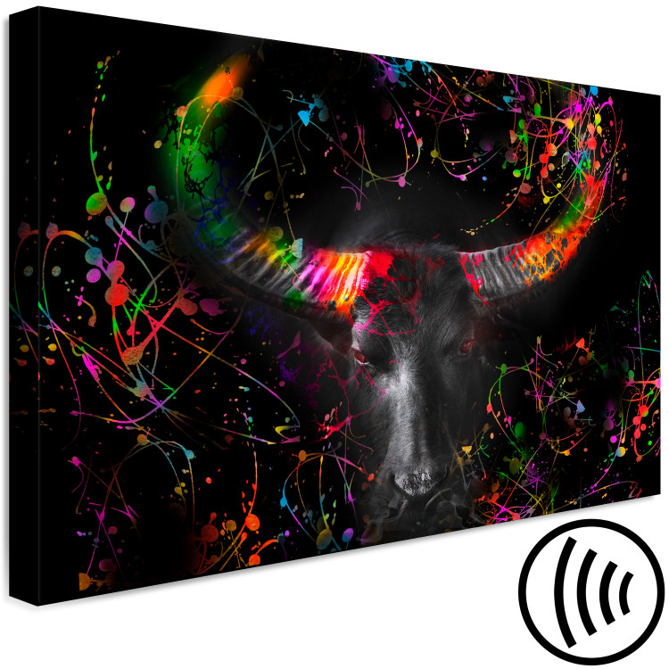 Canvas Print Angry Bull (1-piece) Wide - second variant - colorful animal 130493 additionalImage 6