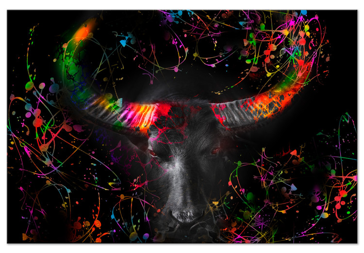 Canvas Print Angry Bull (1-piece) Wide - second variant - colorful animal 130493