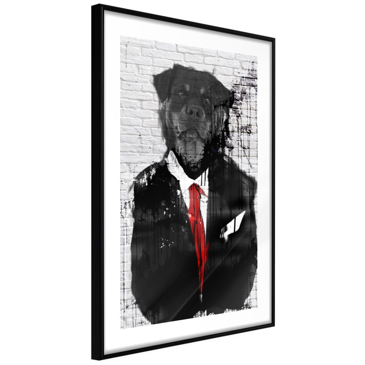 Wall Poster Elegant Rottweiler - abstraction of a dog in a suit on a brick wall 130793 additionalImage 6