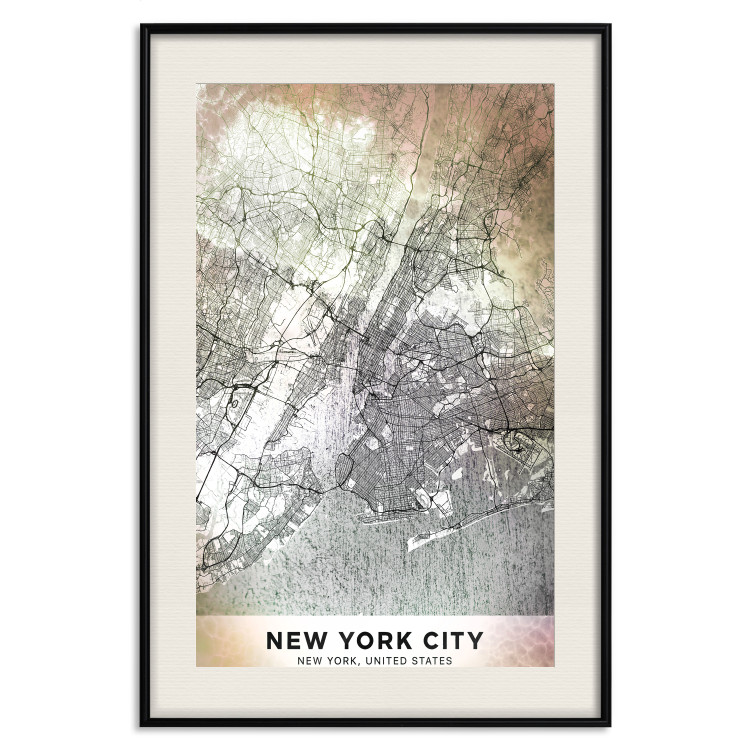 Poster City of Dreams - black and white map of New York with brown details 132093 additionalImage 20