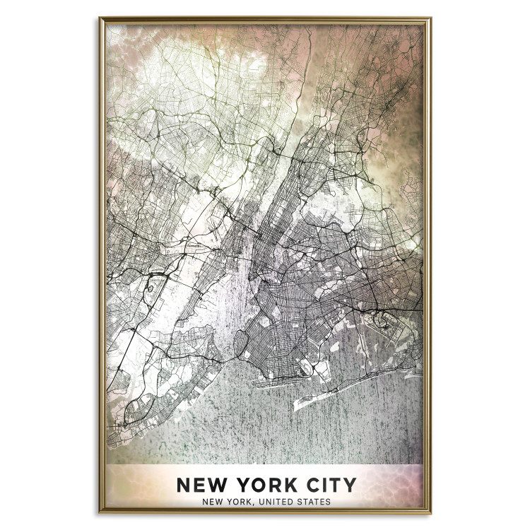 Poster City of Dreams - black and white map of New York with brown details 132093 additionalImage 25