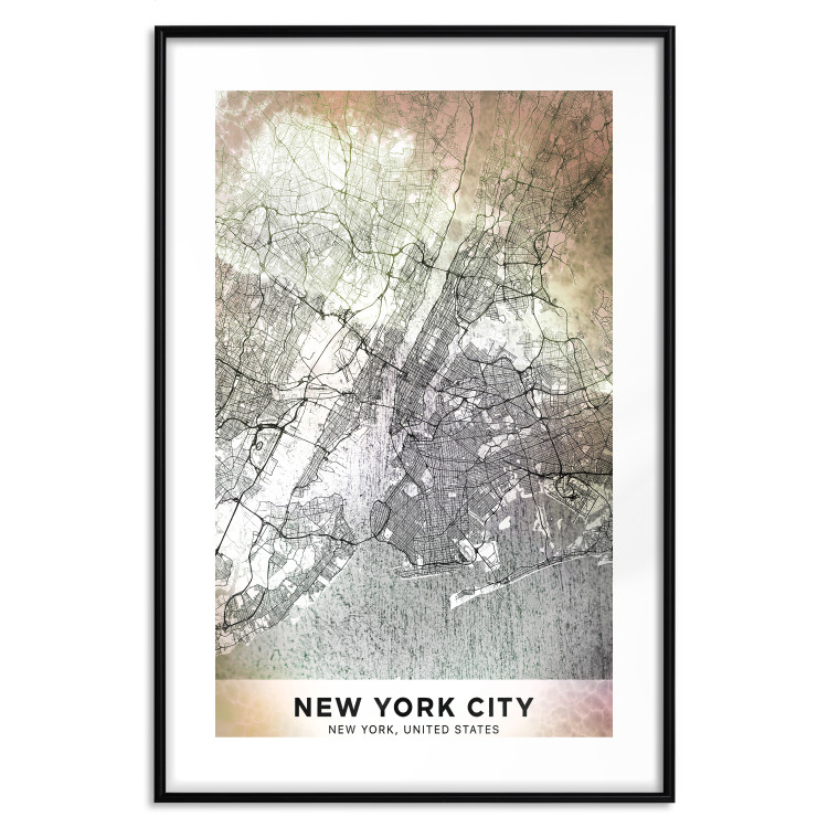 Poster City of Dreams - black and white map of New York with brown details 132093 additionalImage 18