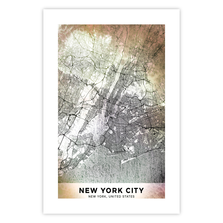 Poster City of Dreams - black and white map of New York with brown details 132093 additionalImage 19