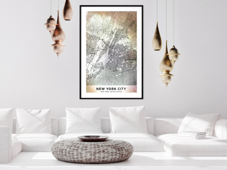 Poster City of Dreams - black and white map of New York with brown details 132093 additionalImage 17