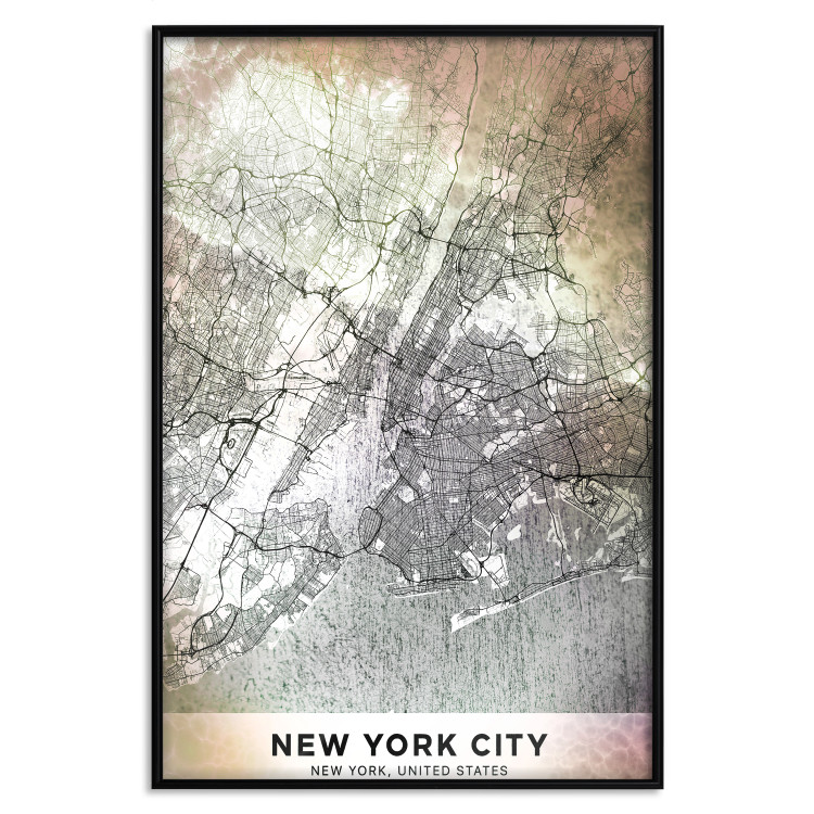 Poster City of Dreams - black and white map of New York with brown details 132093 additionalImage 20