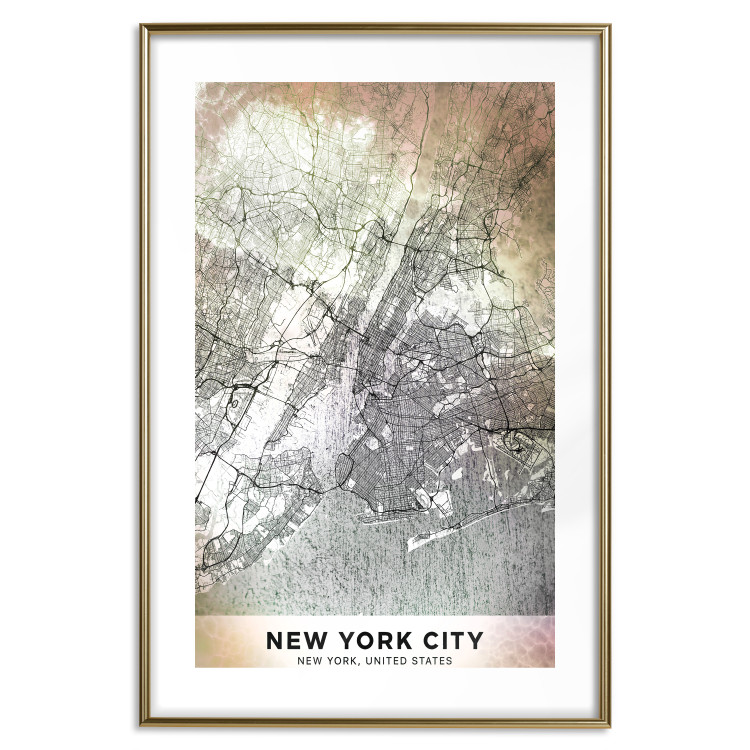 Poster City of Dreams - black and white map of New York with brown details 132093 additionalImage 19