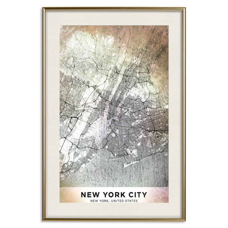 Poster City of Dreams - black and white map of New York with brown details 132093 additionalImage 21