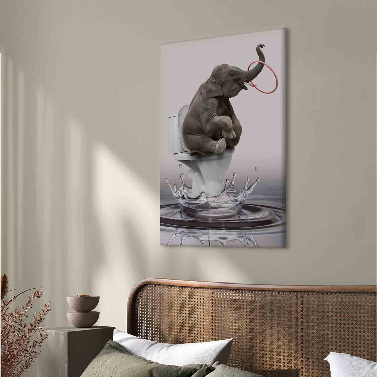 Canvas Art Print Surfing (1-piece) Vertical - fantasy elephant surfing in water 132193 additionalImage 4